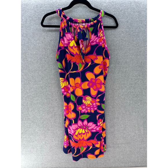 Trina by Trina Turk Women's M JuJu Halter Sleeveless Shift Dress Floral Beach - Picture 1 of 8